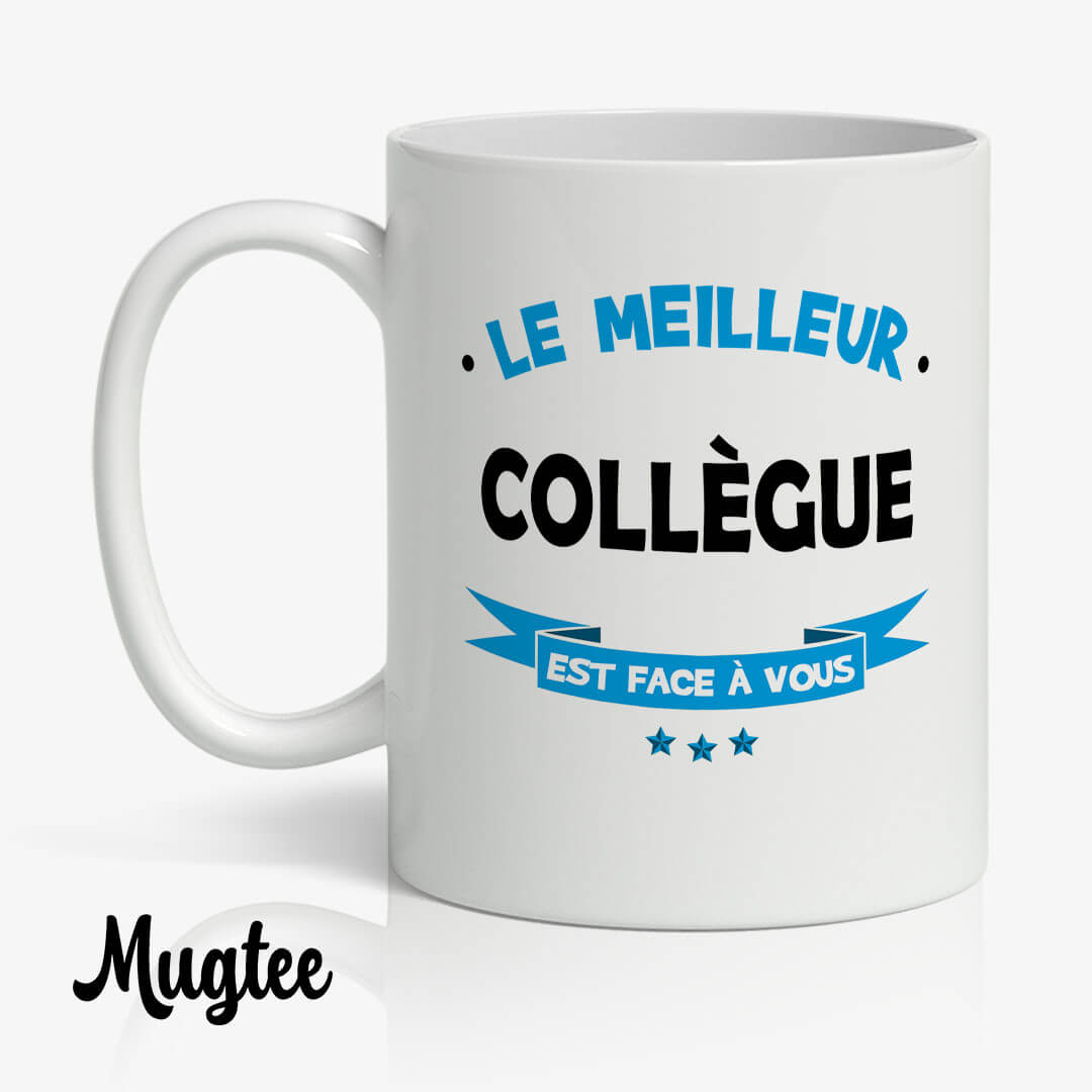 Mug Meilleur Collègue | Cadeau Original pour Collègues 3 Mug humoristique avec le texte "Le meilleur collègue", parfait comme cadeau de bureau. Légende: