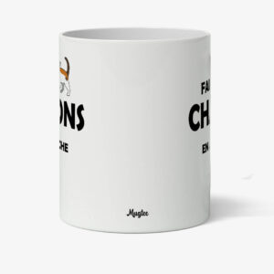 Mug amusant avec un chat et un message drôle, idéal comme cadeau pour les amoureux des chats.