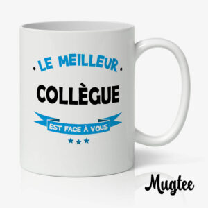 Mug personnalisé avec le message "Le meilleur collègue", idéal comme cadeau pour un collègue.