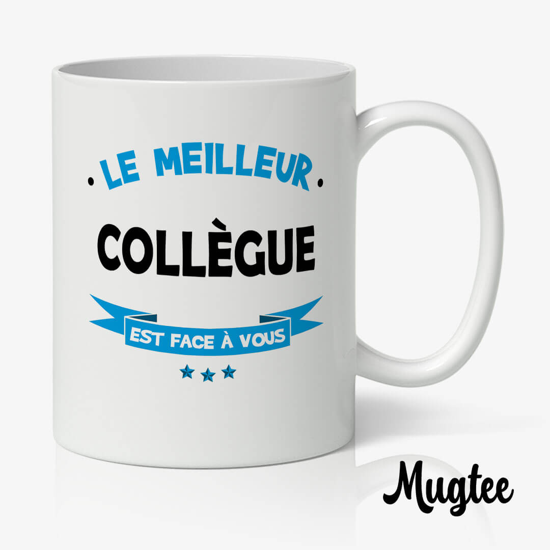 Mug Meilleur Collègue | Cadeau Original pour Collègues 1 Mug personnalisé avec le message "Le meilleur collègue", idéal comme cadeau pour un collègue.