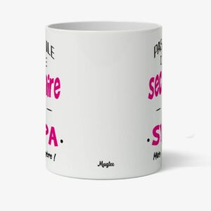 Vue latérale du mug personnalisé - idée cadeau pour une secrétaire
