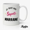 Mug personnalisé Super Marraine, cadeau pour marraine, vue de face