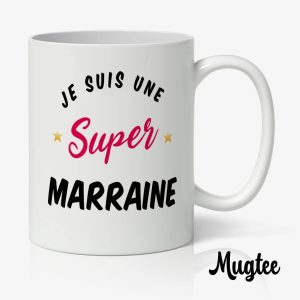 Mug personnalisé Super Marraine, cadeau pour marraine, vue de face