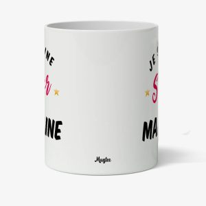 Mug Super Marraine en céramique, cadeau pour marraine, vue de côté