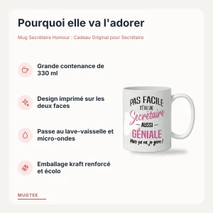 Mug secrétaire humour, slide avantages et caractéristiques du mug